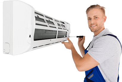 technician working on ductless ac unit