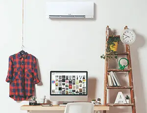 Mitsubishi ductless mini-split high wall unit installed in art room in York County PA home by Air Comfort Technologies