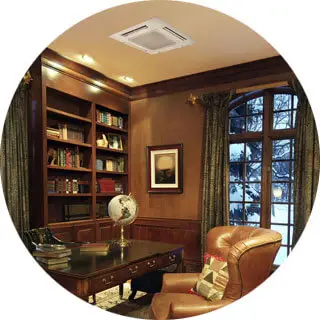 Mitsubishi ceiling mounted ductless mini-split installed in home addition in York County PA by Air Comfort Technologies