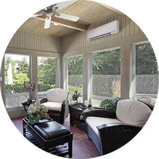 Mitsubishi high wall ductless mini-split installed in sunroom in York County PA by Air Comfort Technologies