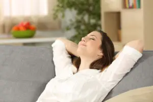 Person relaxing in home