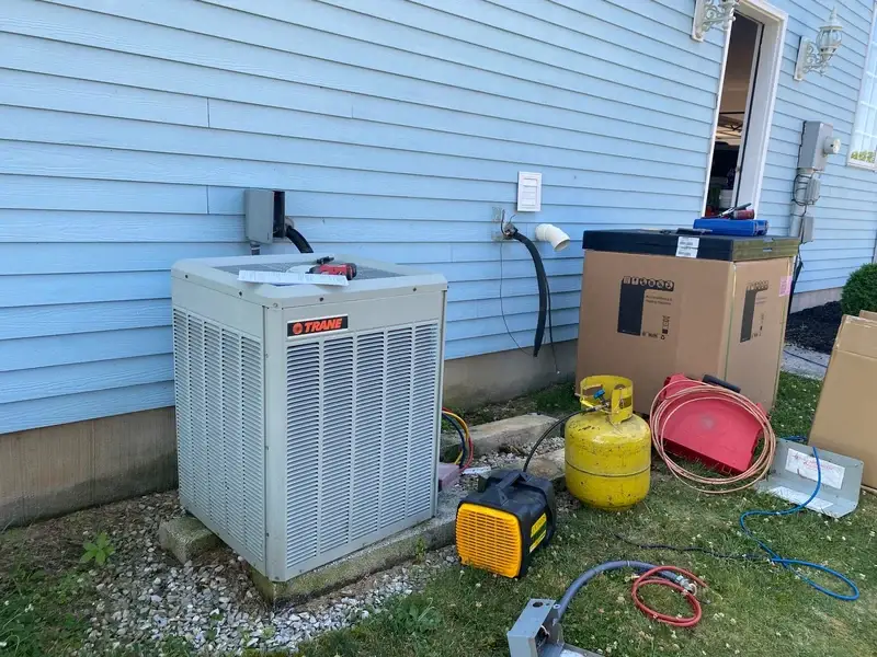 Two older Trane R22 condensing units being replaced due to refrigerant leaks , Air Comfort Technologies York County PA