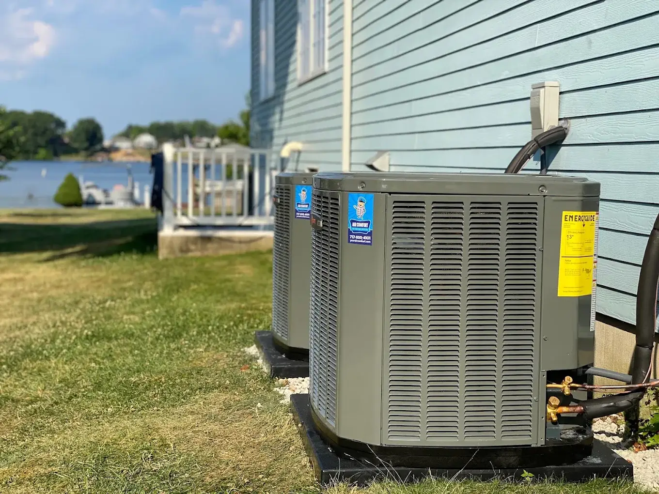 Two new AC condensing units installed at a Lake Meade home in East Berlin, PA Air Comfort Technologies