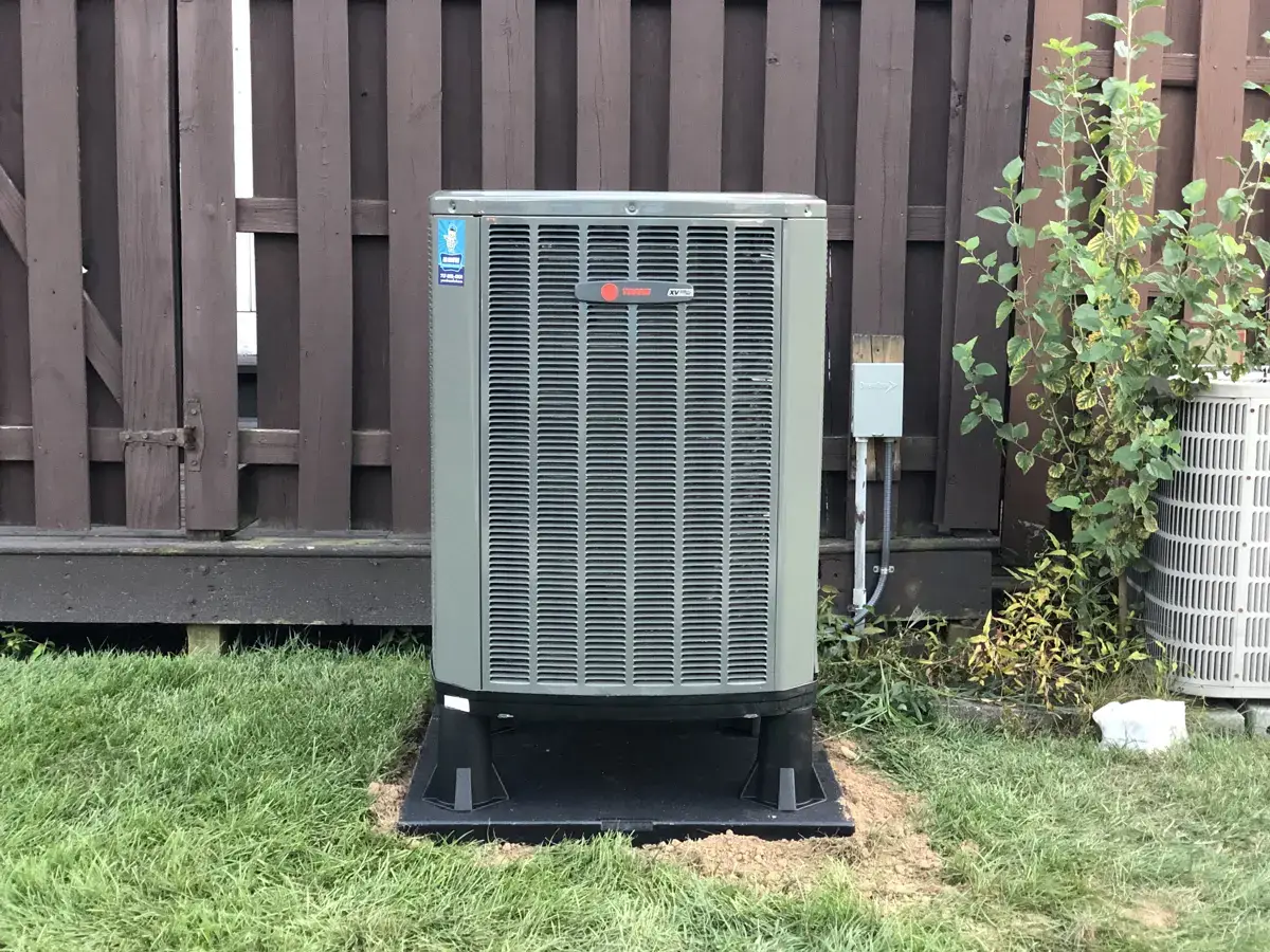 New Trane variable-speed heat pump installed outside a home in Hanover, PA